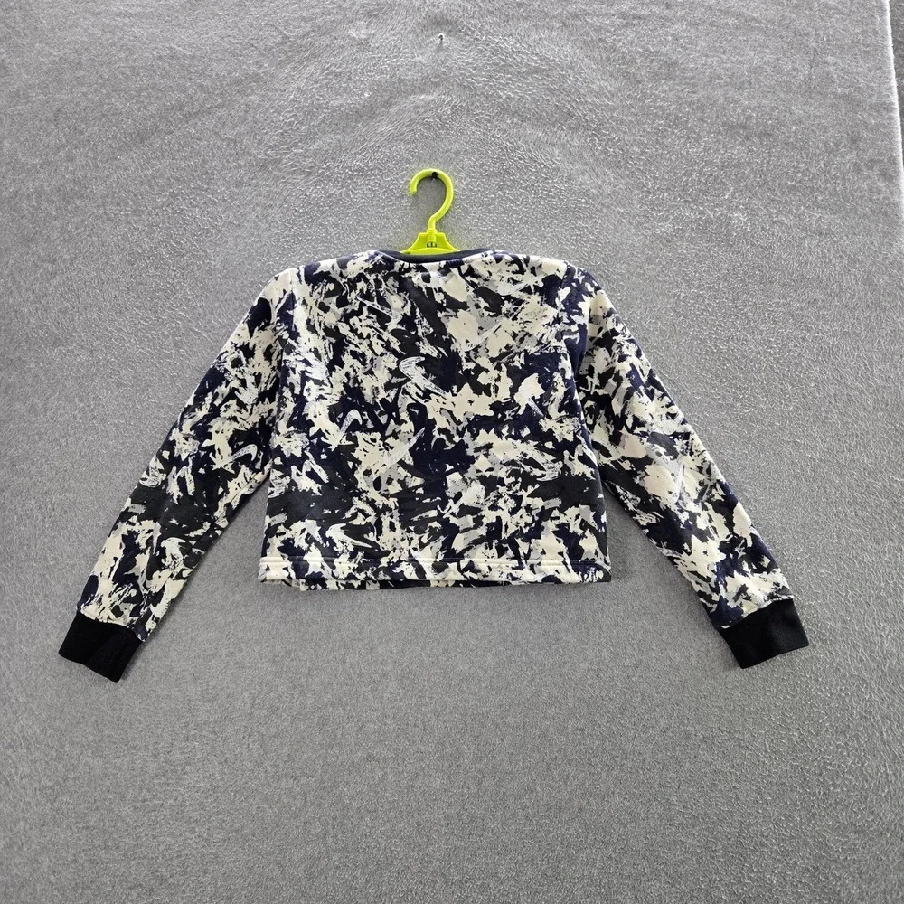 Nike Girl Sweatshirt L Blue Camouflage Cropped Fleece Swoosh‎ Logo Pullover